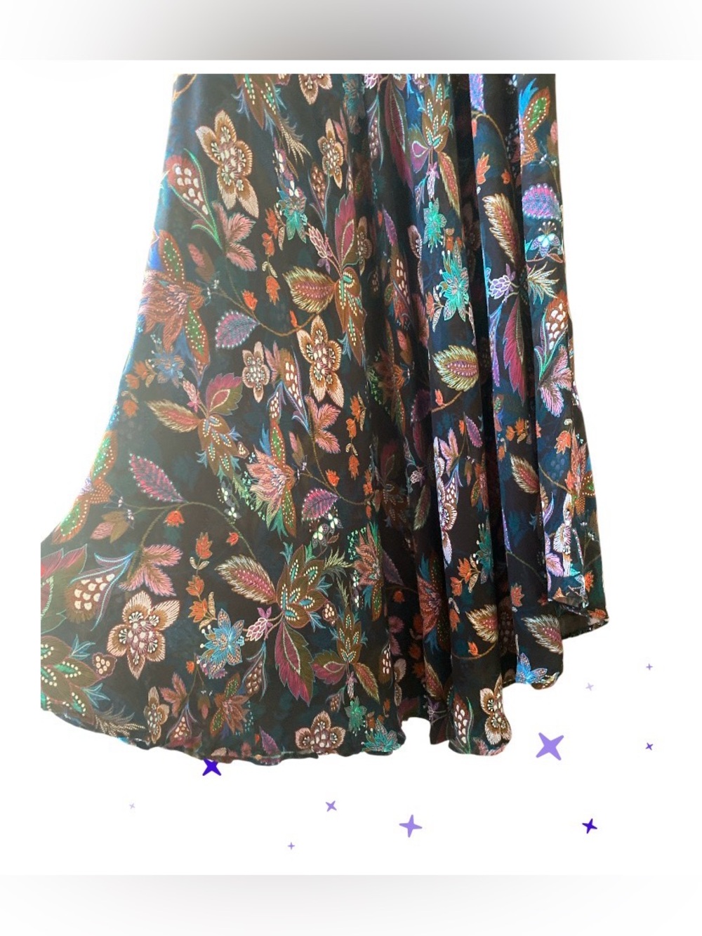 Johnny Was Black Floral Tie-Neck Maxi Dress size L - Picture 4 of 16